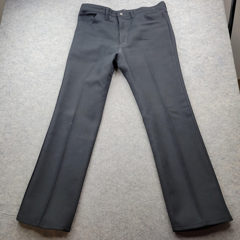 Wrangler Pants Mens 38x32 Black Dress Workwear Straight Trouser USA Made 82BK